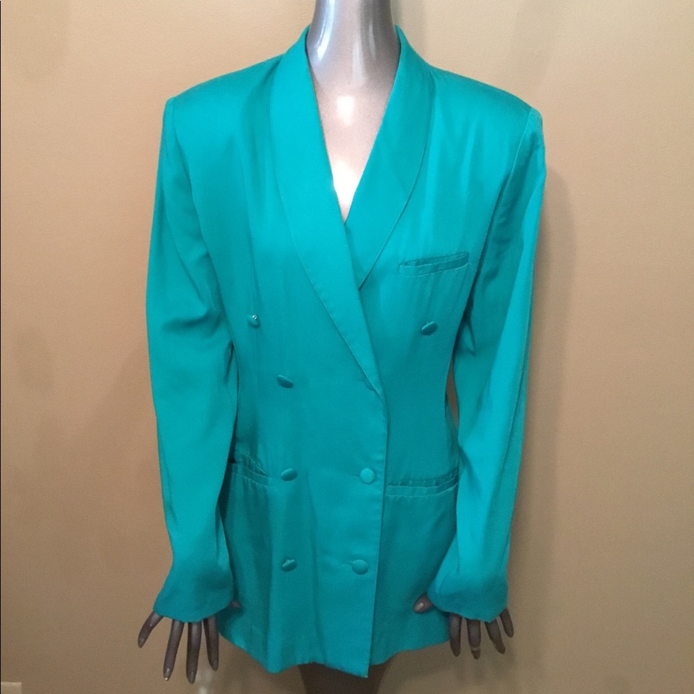 Vintage Contempo Casuals teal oversized blazer